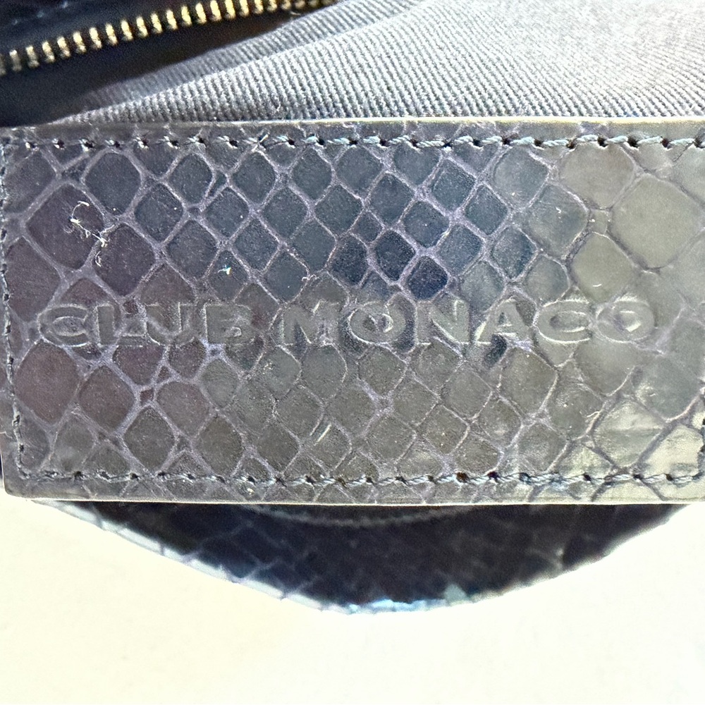 Club Monaco Fold-Over Python-Embossed Leather Clu… - image 7